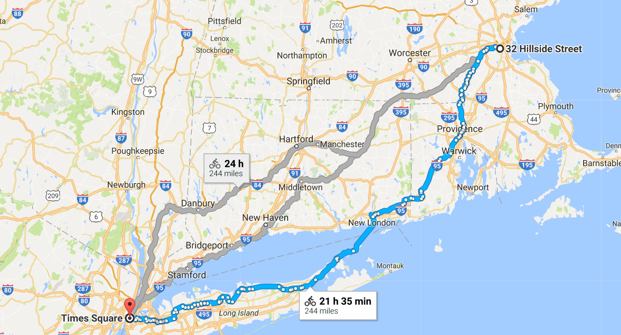 Boston to New York City